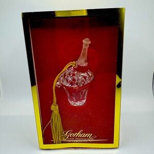 Gorham Crystal Ice Bucket Champagne Wine Bottle Christmas Tree Ornament 2000